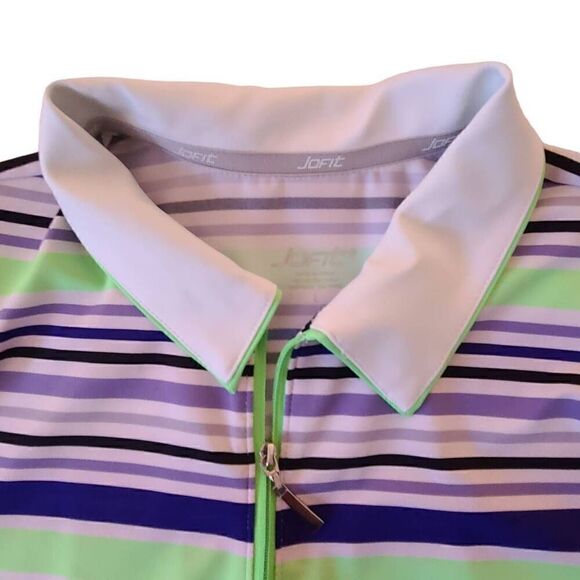 Jofit Womens Stripe Collared Half Zip Stretchable Golf Polo Multicolor Large - Picture 4 of 9